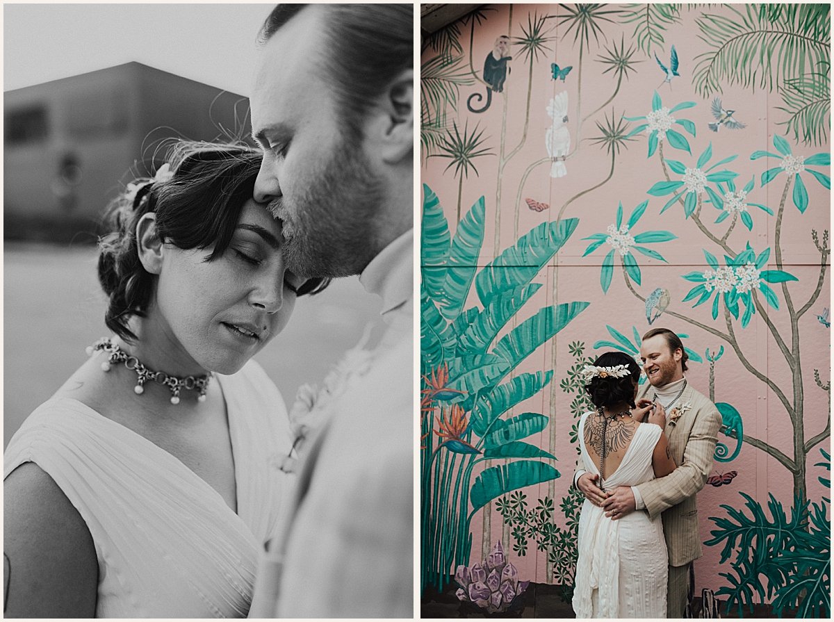 Bride and groom portraits on wedding day at the Valentine in Downtown Los Angeles | Lauren Parr Photography