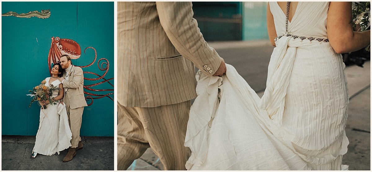 Bride and groom portraits on wedding day at the Valentine in Downtown Los Angeles | Lauren Parr Photography
