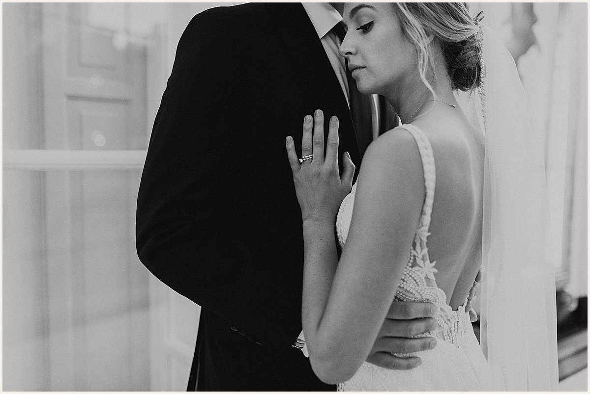 Intimate bride and groom portrait in black and white | Lauren Parr Photography