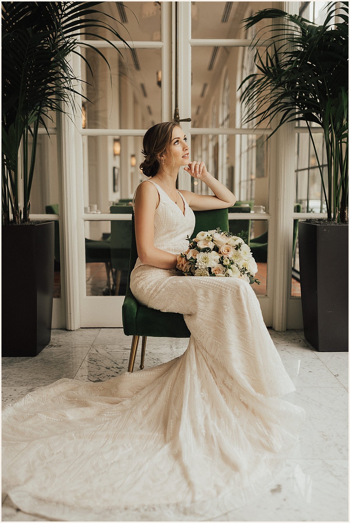 Bride on wedding day St. Anthony Hotel rooftop portraits | Lauren Parr Photography