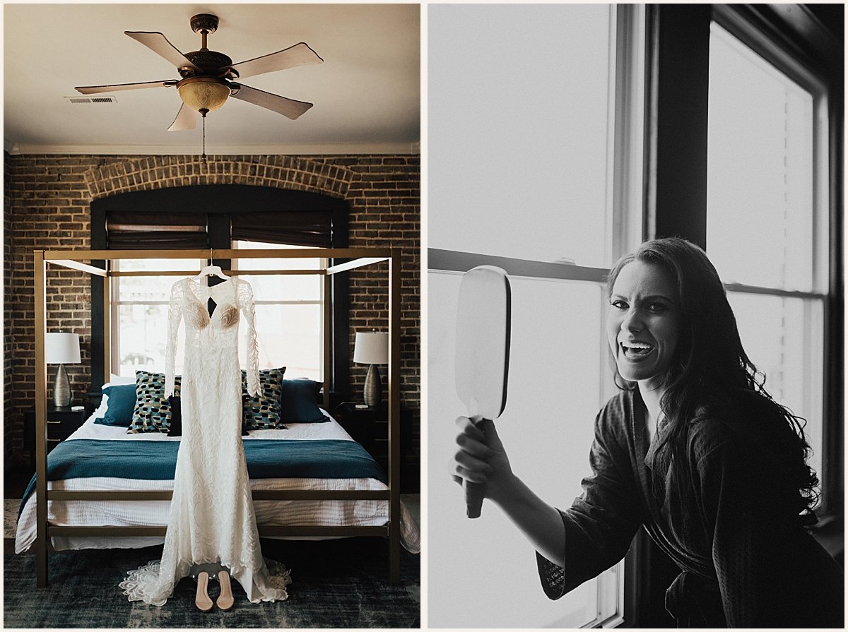 Bride getting ready on wedding day at GAS Design Center | Lauren Parr Photography
