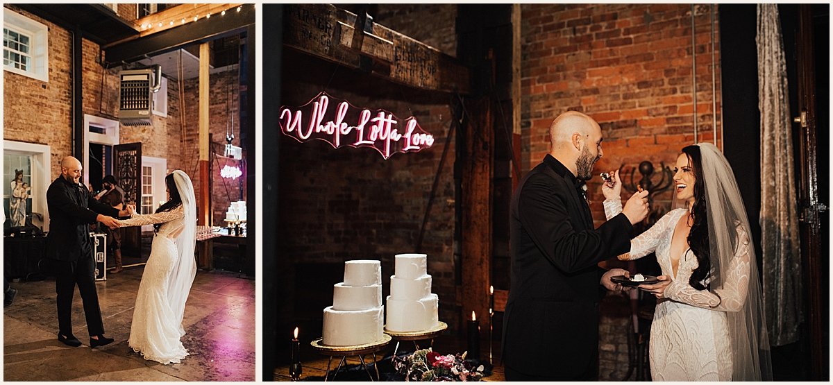 Bride and groom first dance and cutting cake | Lauren Parr Photography