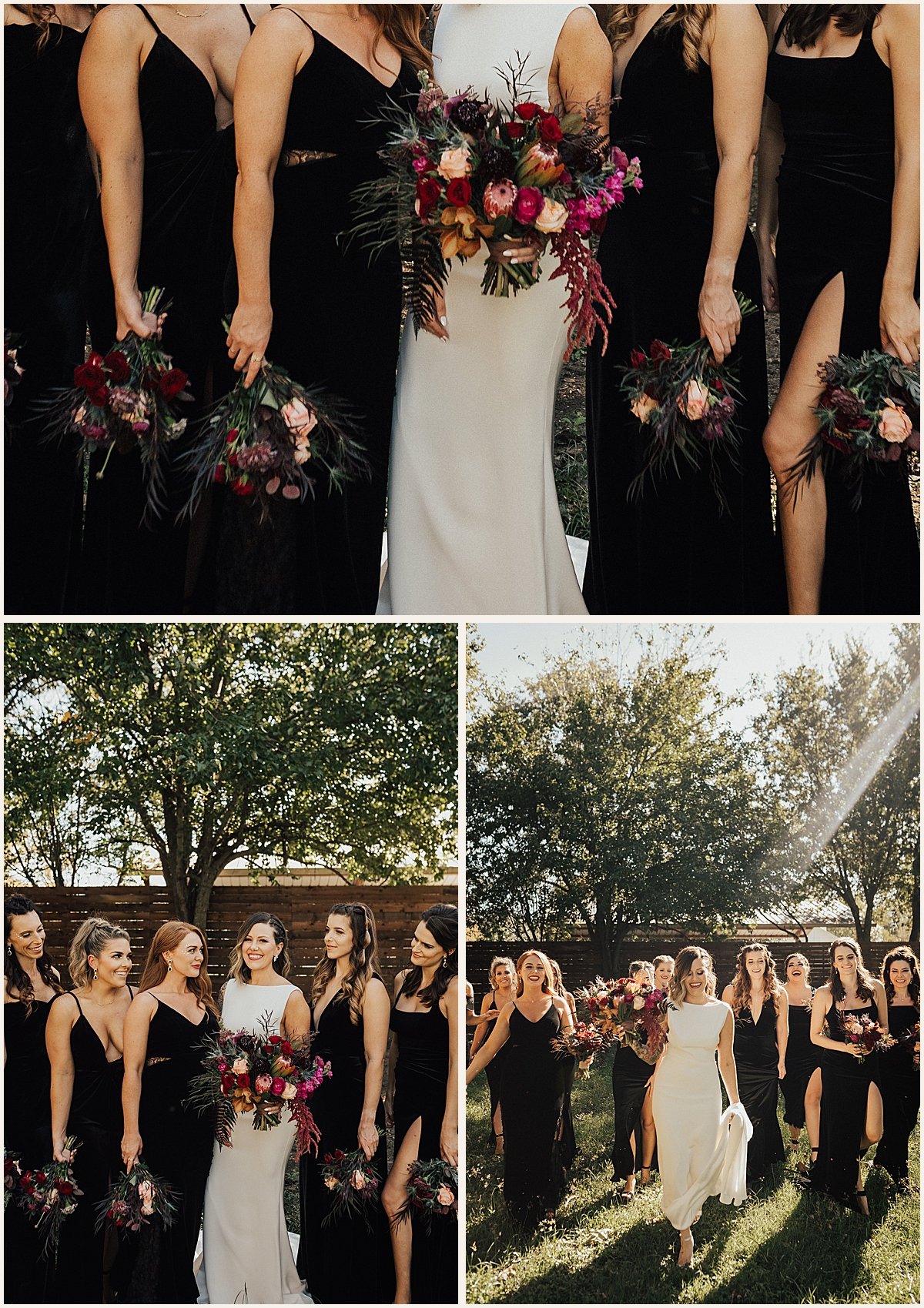 Black Bridesmaids Dresses at Festival Themed Austin Wedding | Texas Luxury Wedding Photographer | Lauren Parr Photography