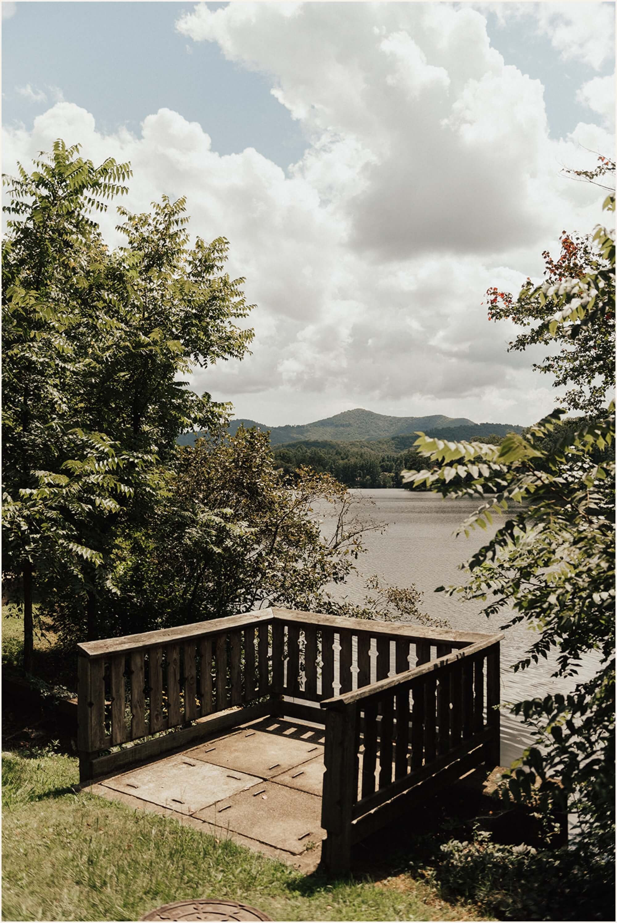 Small deck overlooking lake in Asheville, NC