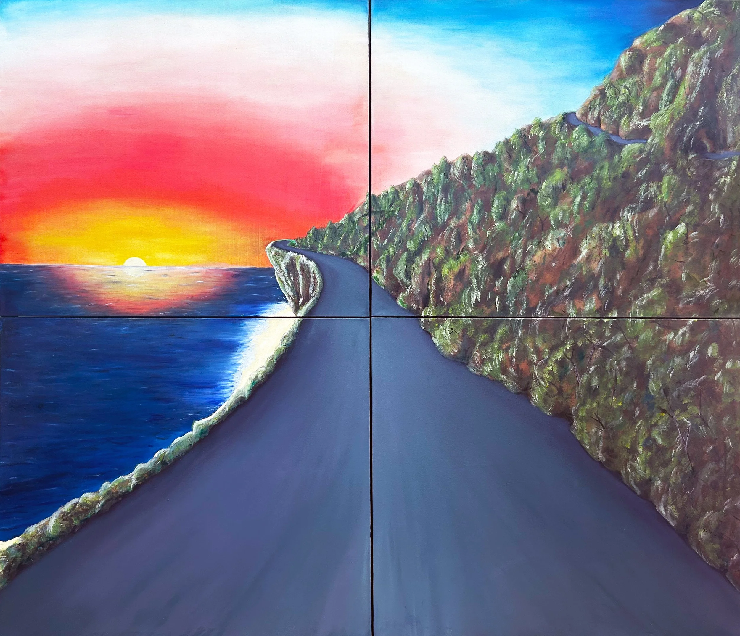  West Coast Highway  
Oil on Canvas - 78" x 68" 
(Polyptych 4 panel painting) 
$2500.00.00