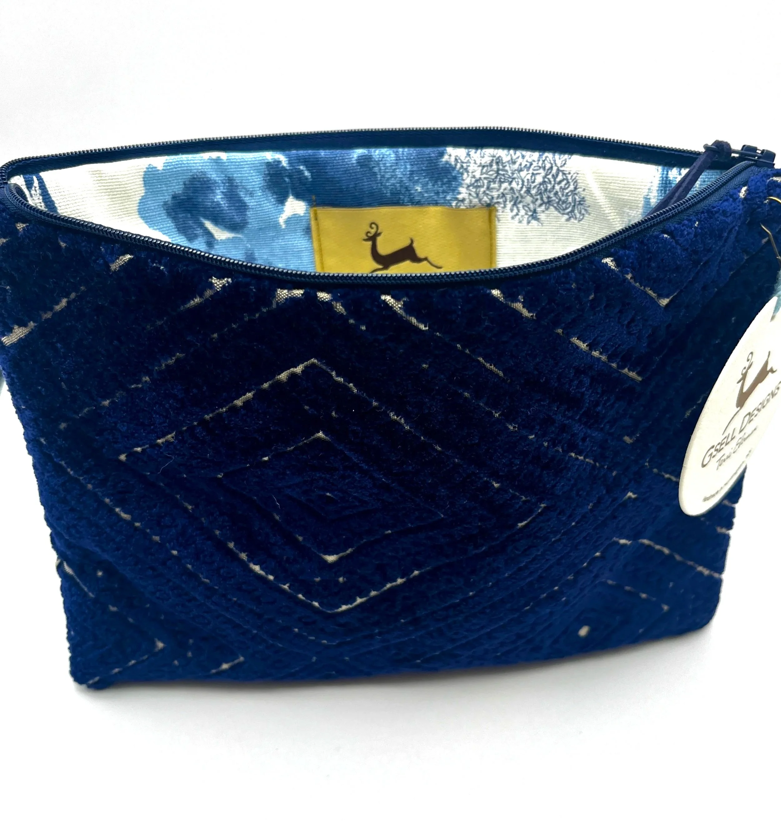 Navy Velvet diamond Large Envelope pouch