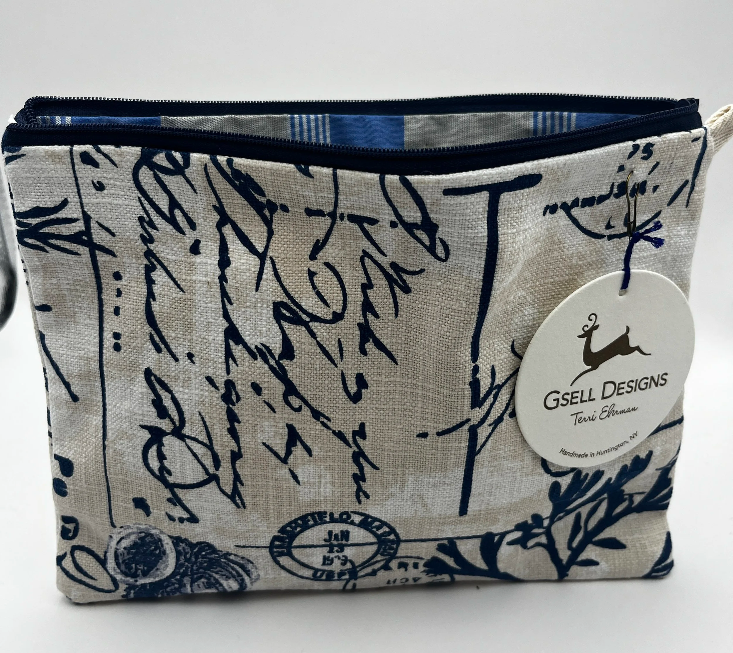 Coral and Writing Print Large Envelope pouch