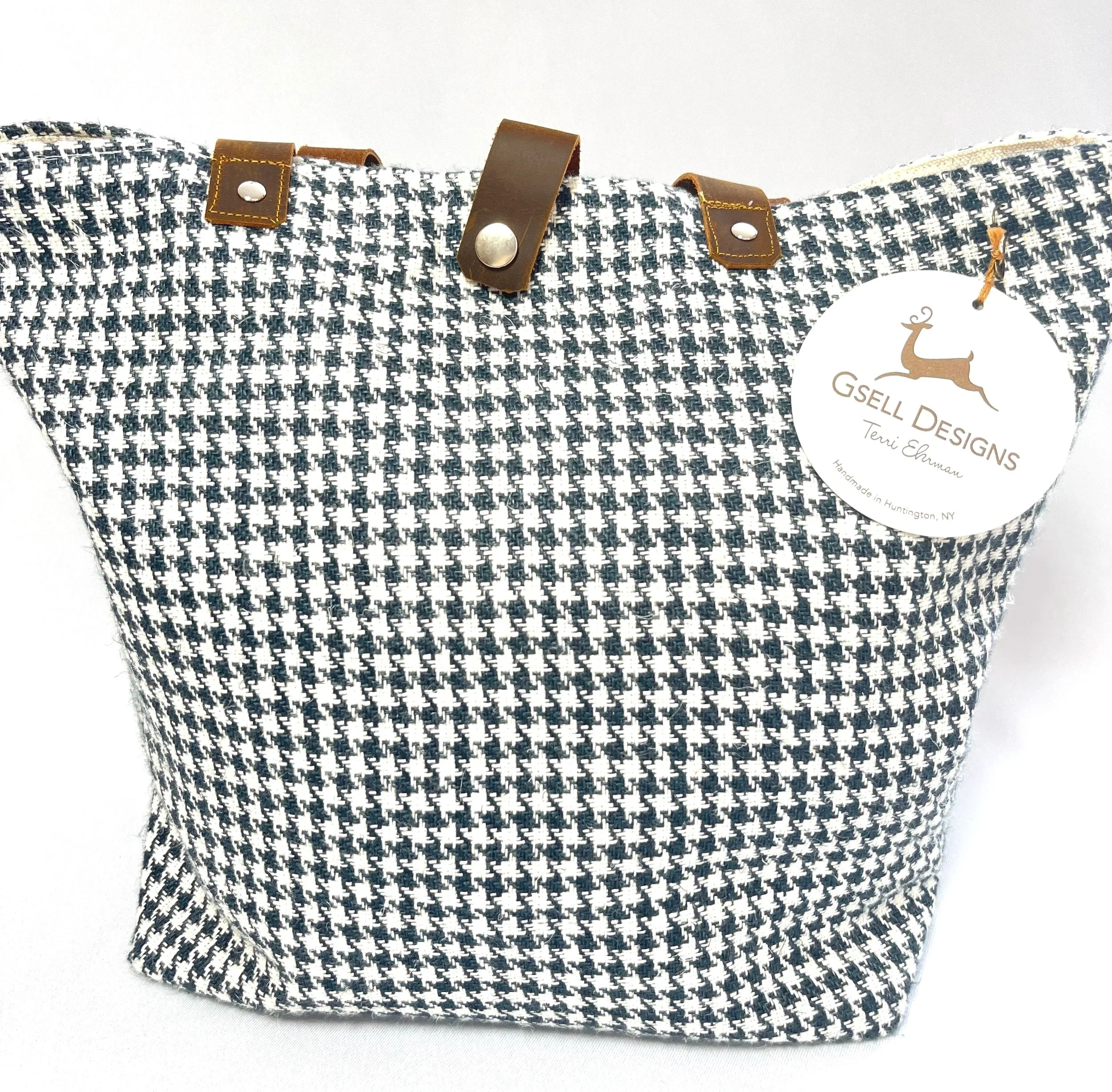 La Petite Tote Dark Charcoal Houndstooth