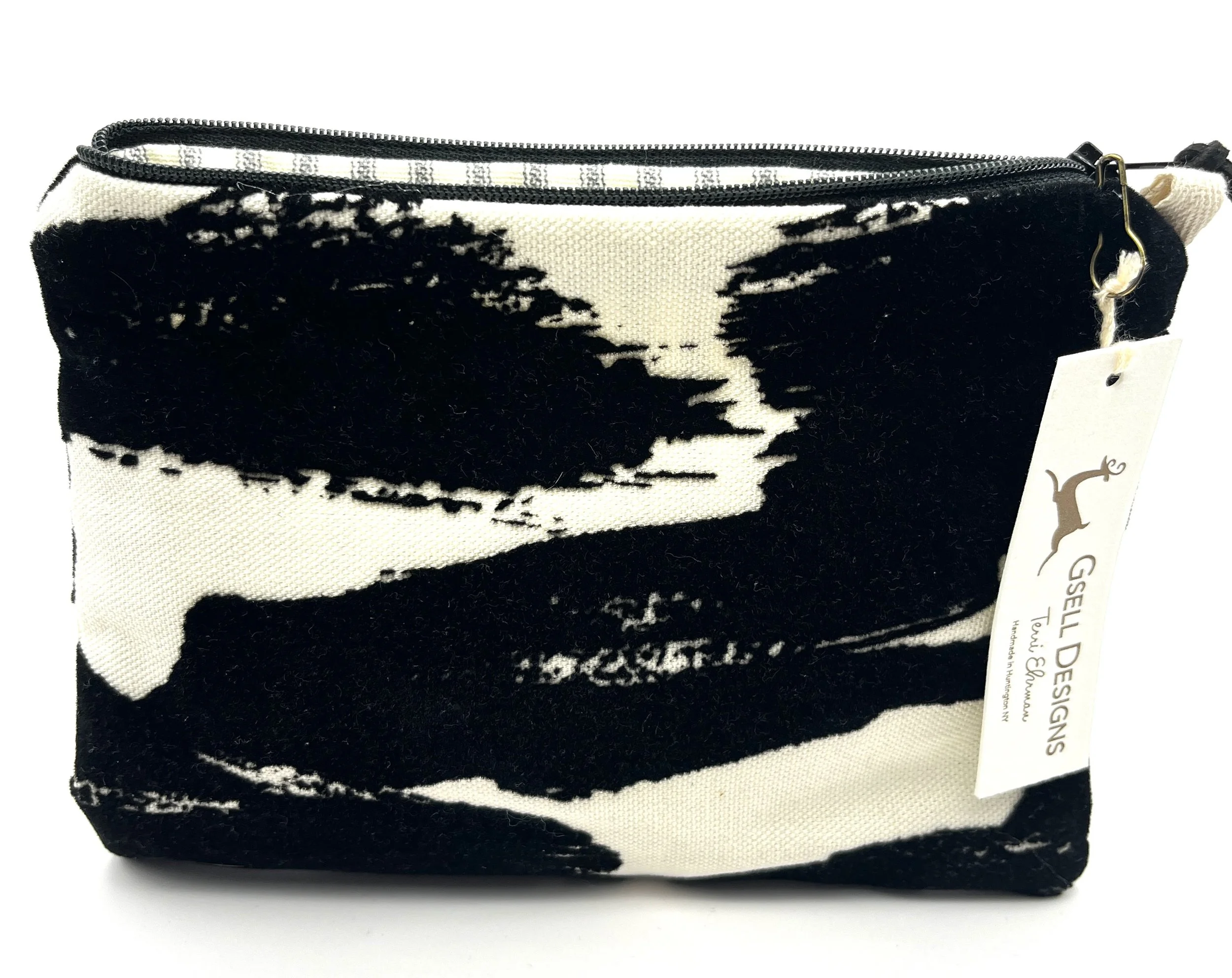 Small Black and cream paint Stroke pouch