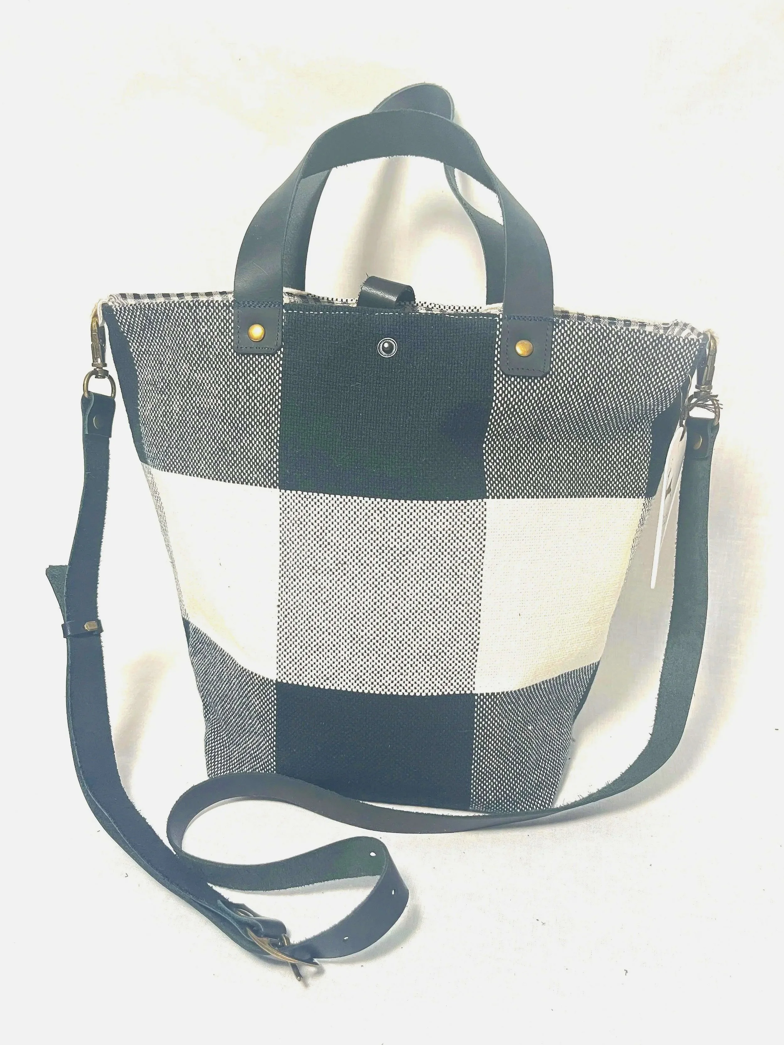 The Checkmate Black and Cream Studio Mini Tote