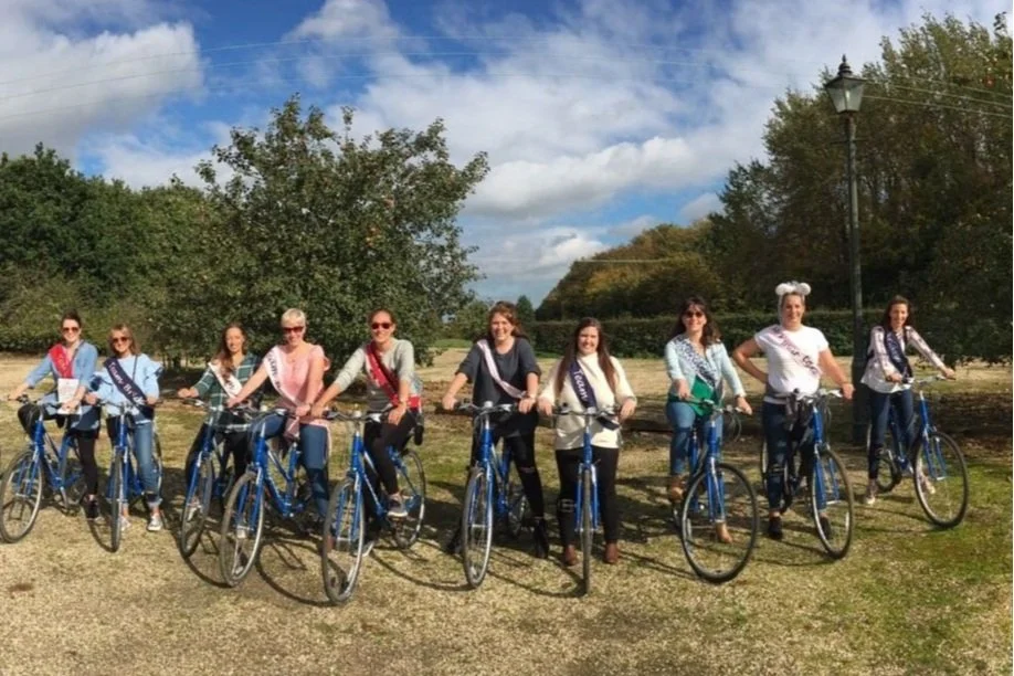 Old Brooder Bunkhouse self-catering guests on bicycles