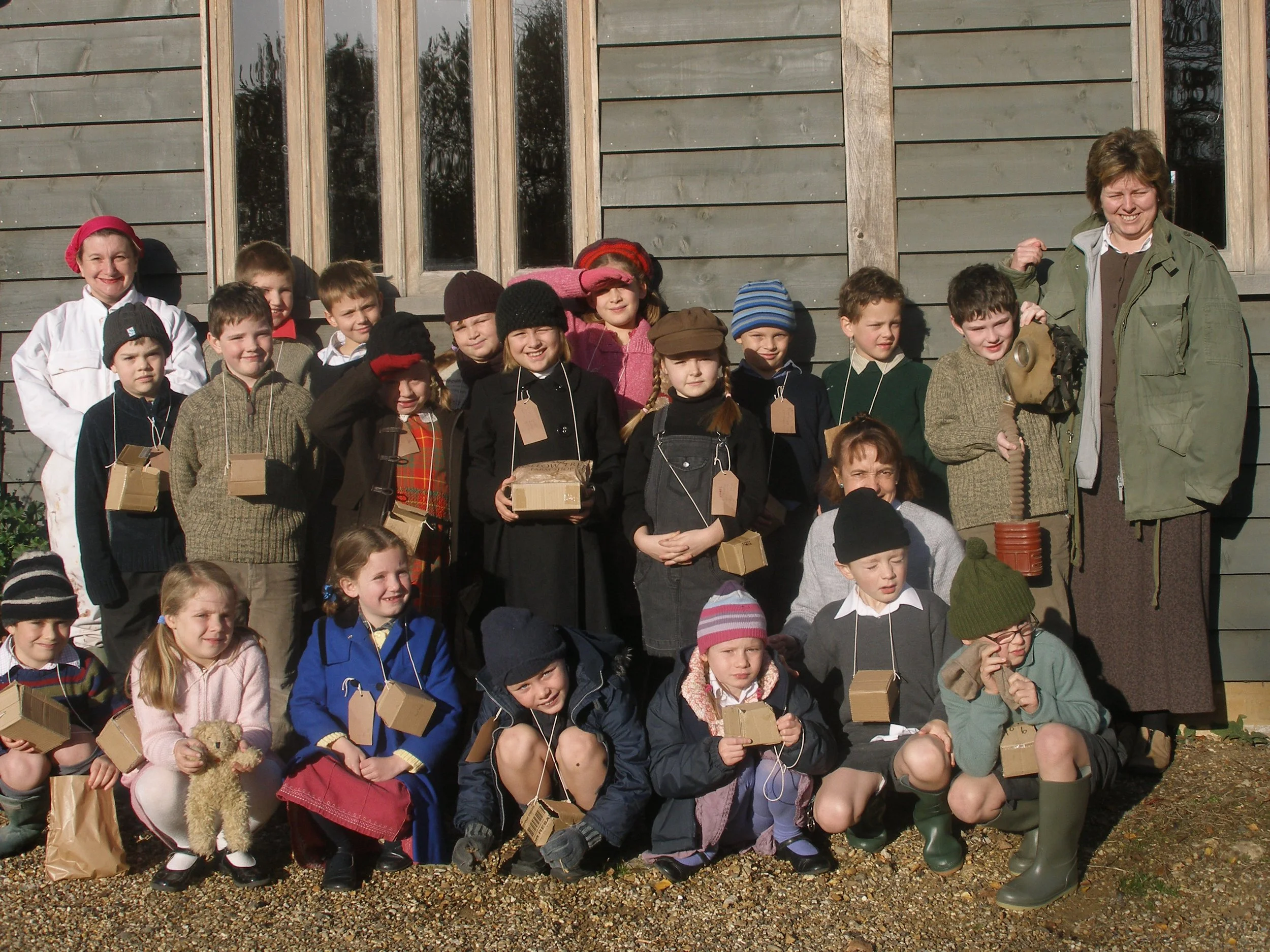 'Evacuees' with gas masks