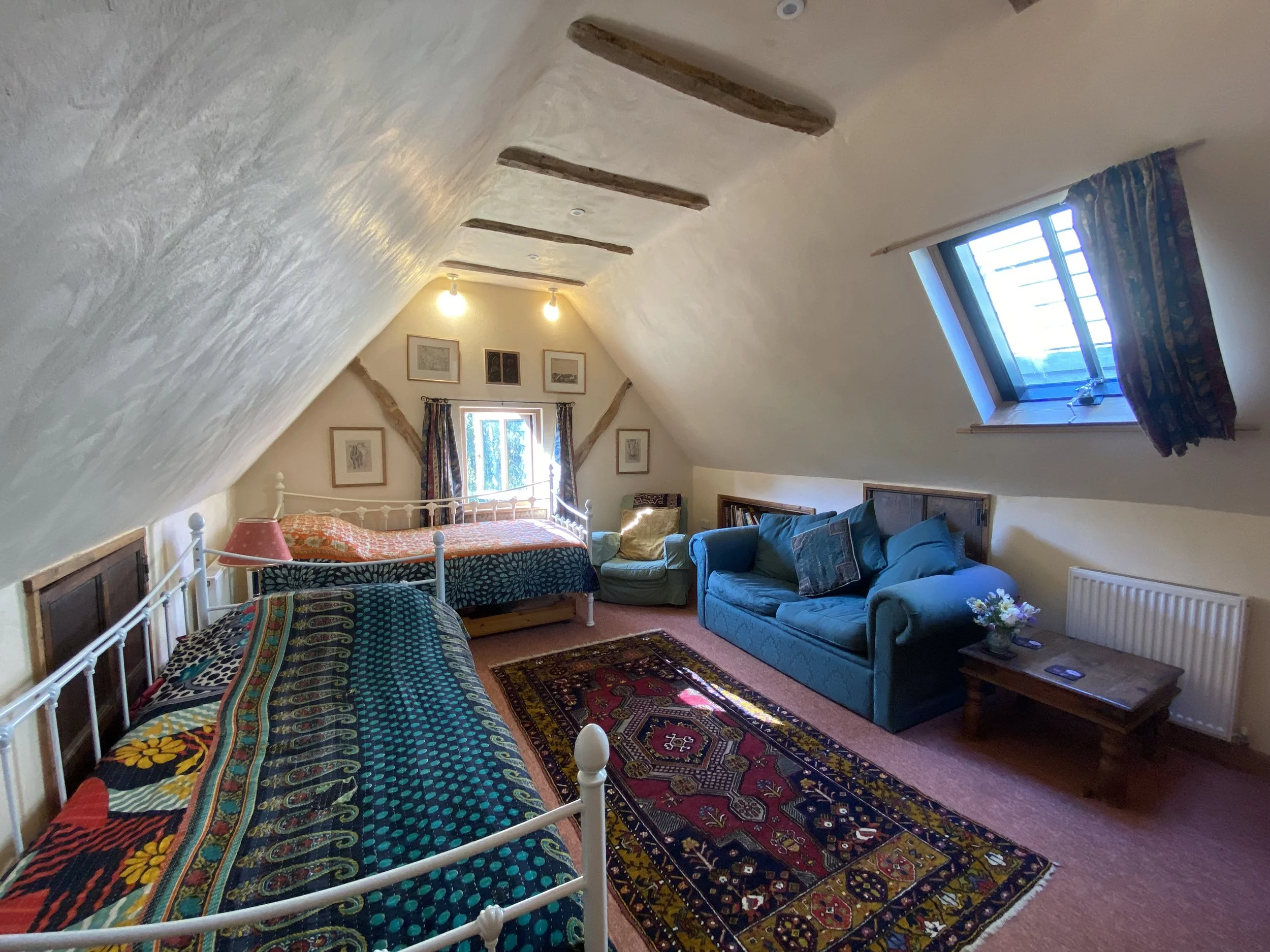 Upstairs triple (with emergency TV and third pullout comfy bed) 