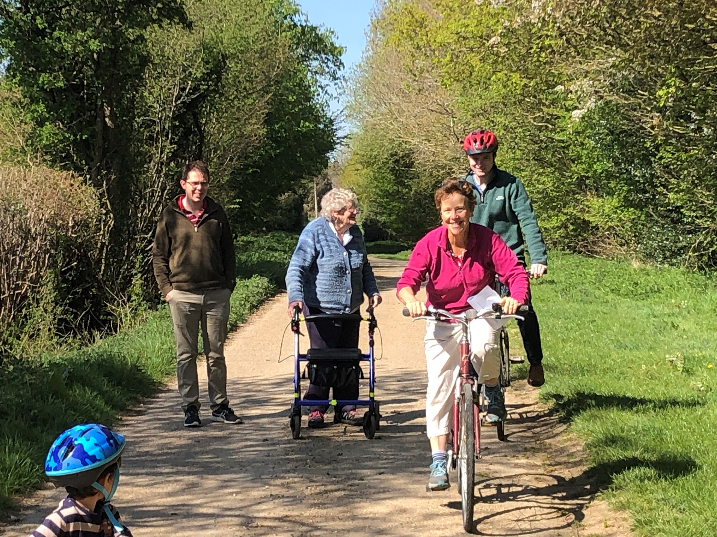 Multi-generational biking and walking