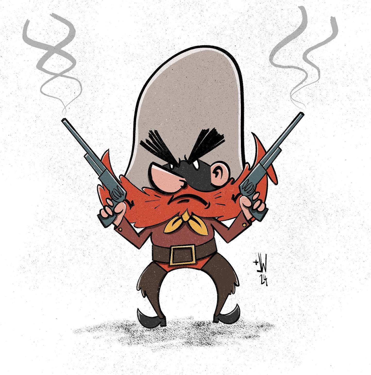 Little Saturday Morning Cartoon inspiration! The roughest and the toughest. Thanks to @lobstersquirrel for the pens! I love them. #yosemitesam #looneytoons #dtiys #drawthisinyourstyle #amdrawing #illustration #cartoon #characterart #illustrator