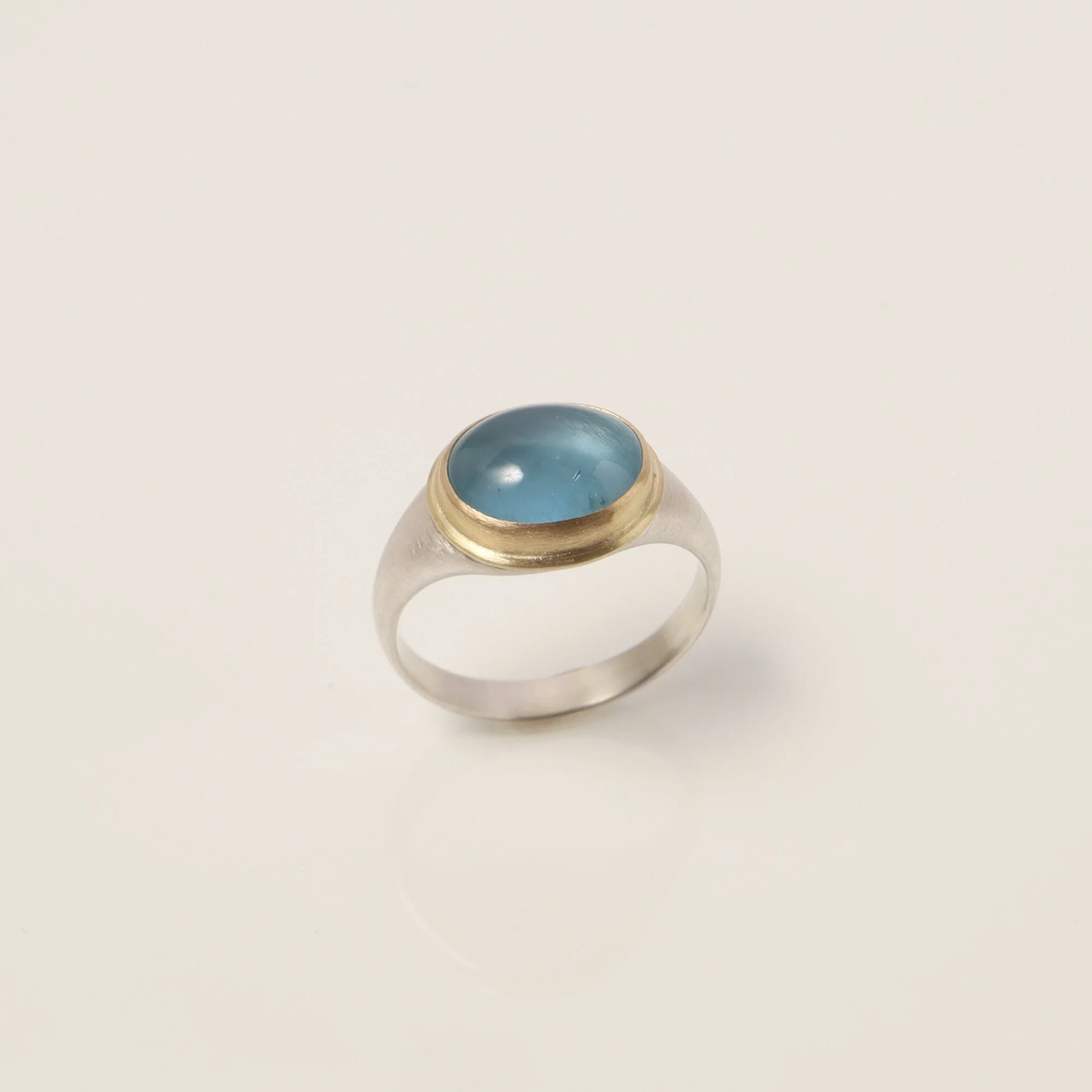 Aquamarinring Silber mit Goldfassung