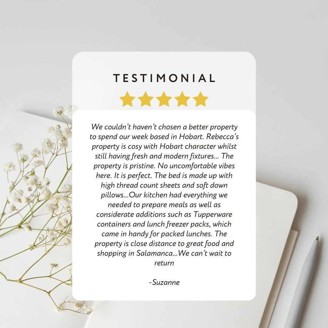 Reading through our latest reviews makes me happy💞
Happy Friday everyone! 

 #luxurystays #traveltheworld #tasmaniatravel #boutiqueapartments