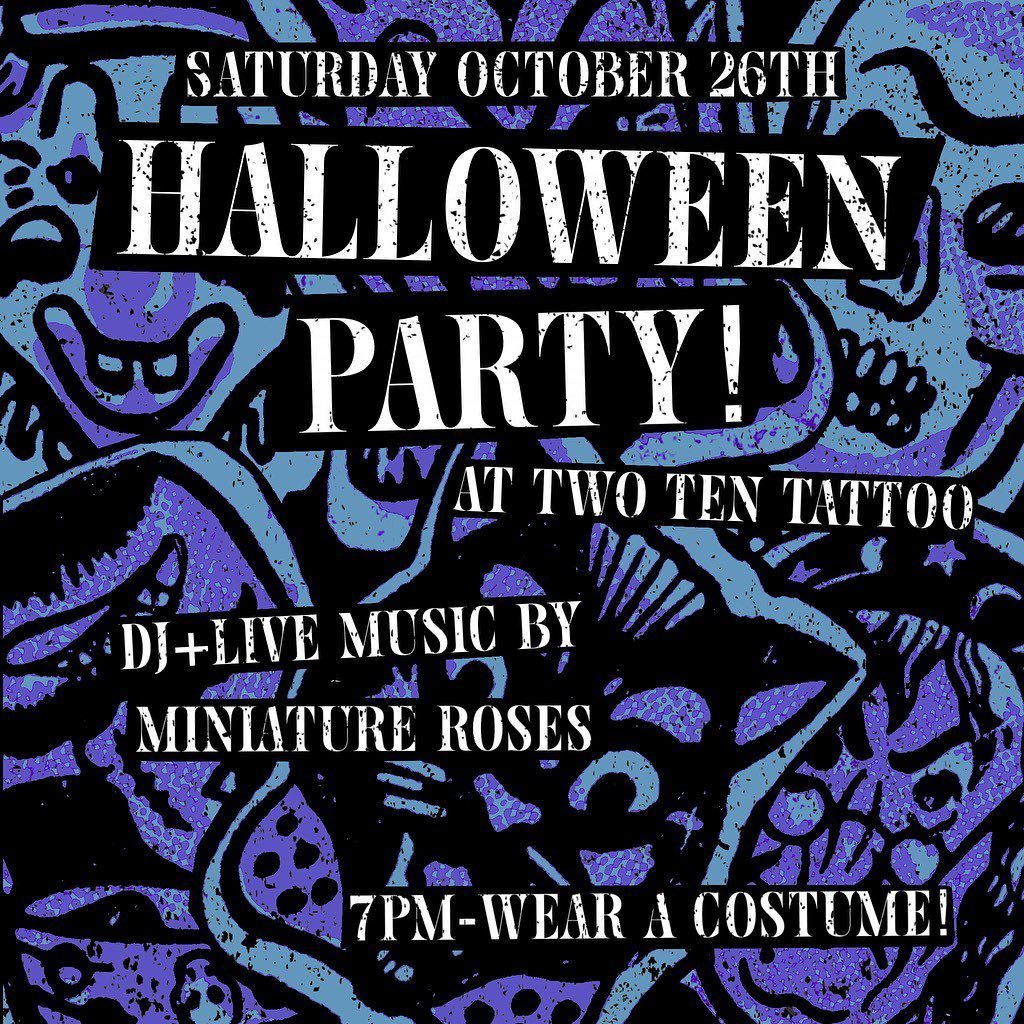 Two Ten Tattoo is hosting an after hours Halloween party! Just a little something to say thank you to our friends and family who show so much love and support. We&rsquo;ll be spinning some tunes and there will be a short but sweet debut set by a very