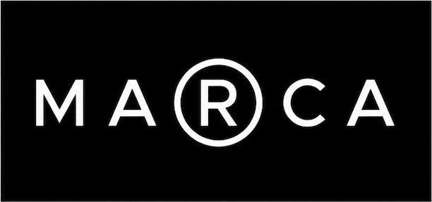 Logo with the word 'MARCA' and registered trademark symbol inside the letter 'R'