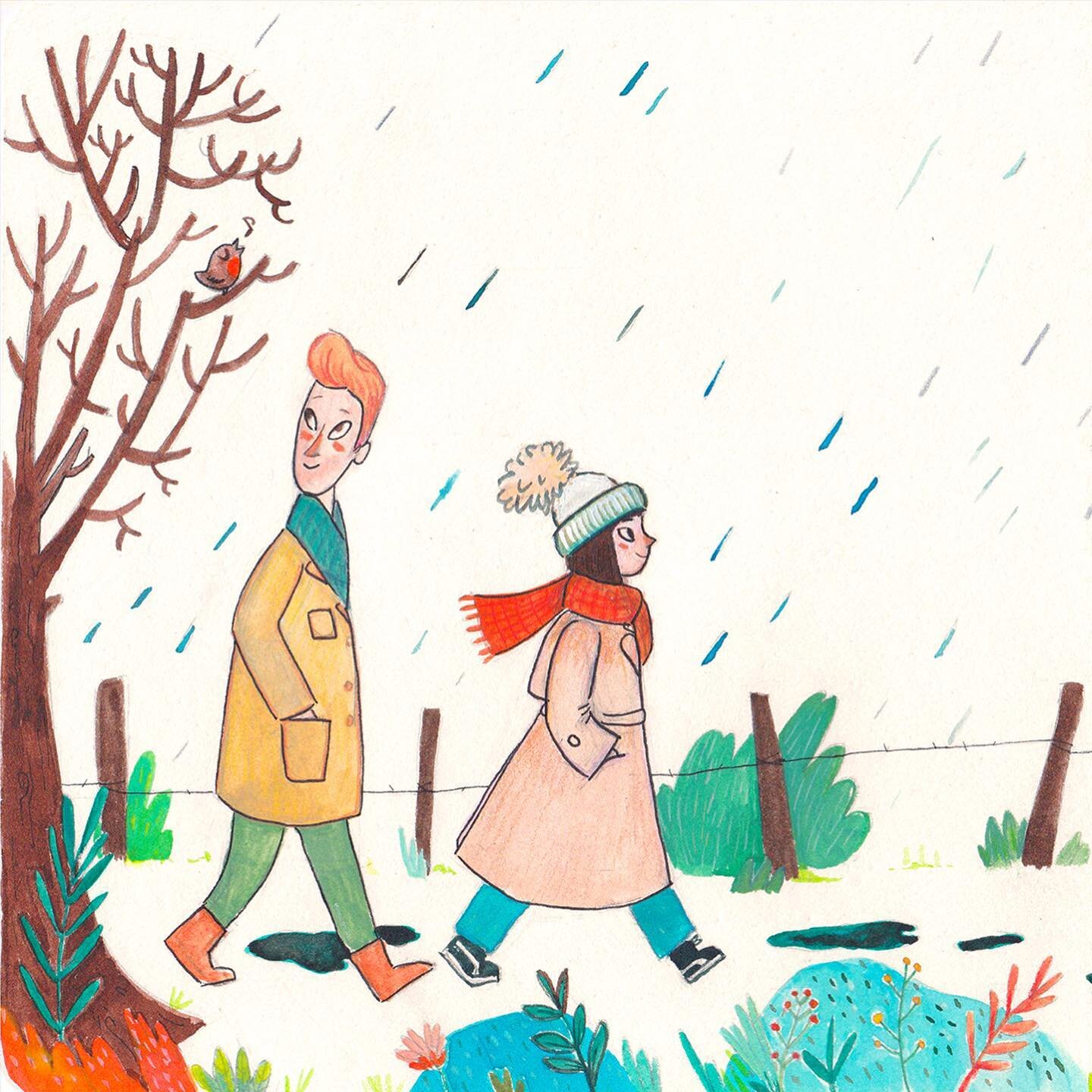 Have a nice and happy Valentines 💌 ! Here is a walk in the rain since the day is like that :) 

#picturebook #illustration #storytelling