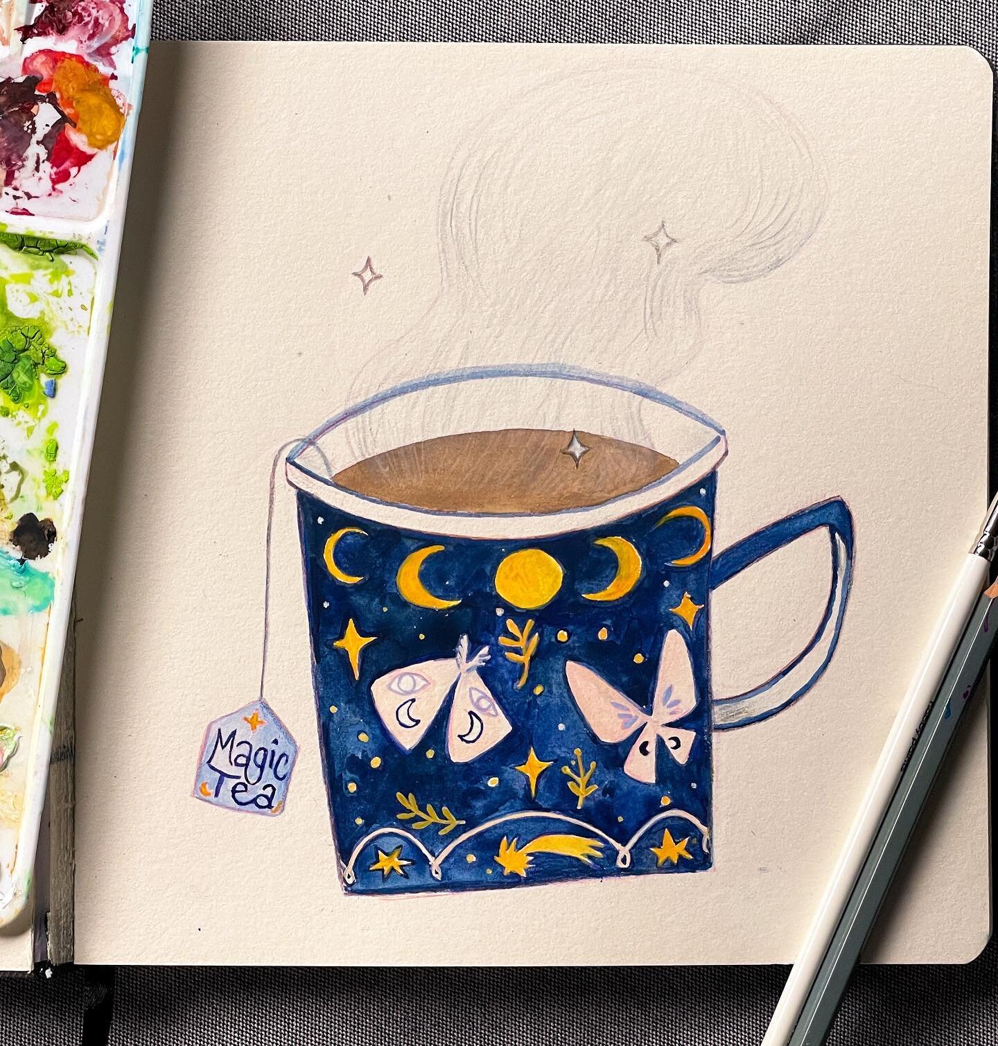 Have a magic cup of tea to make your day better 🥰☕️🫖

#illustration #picturebook #cozy #teaparty #tea #moon
