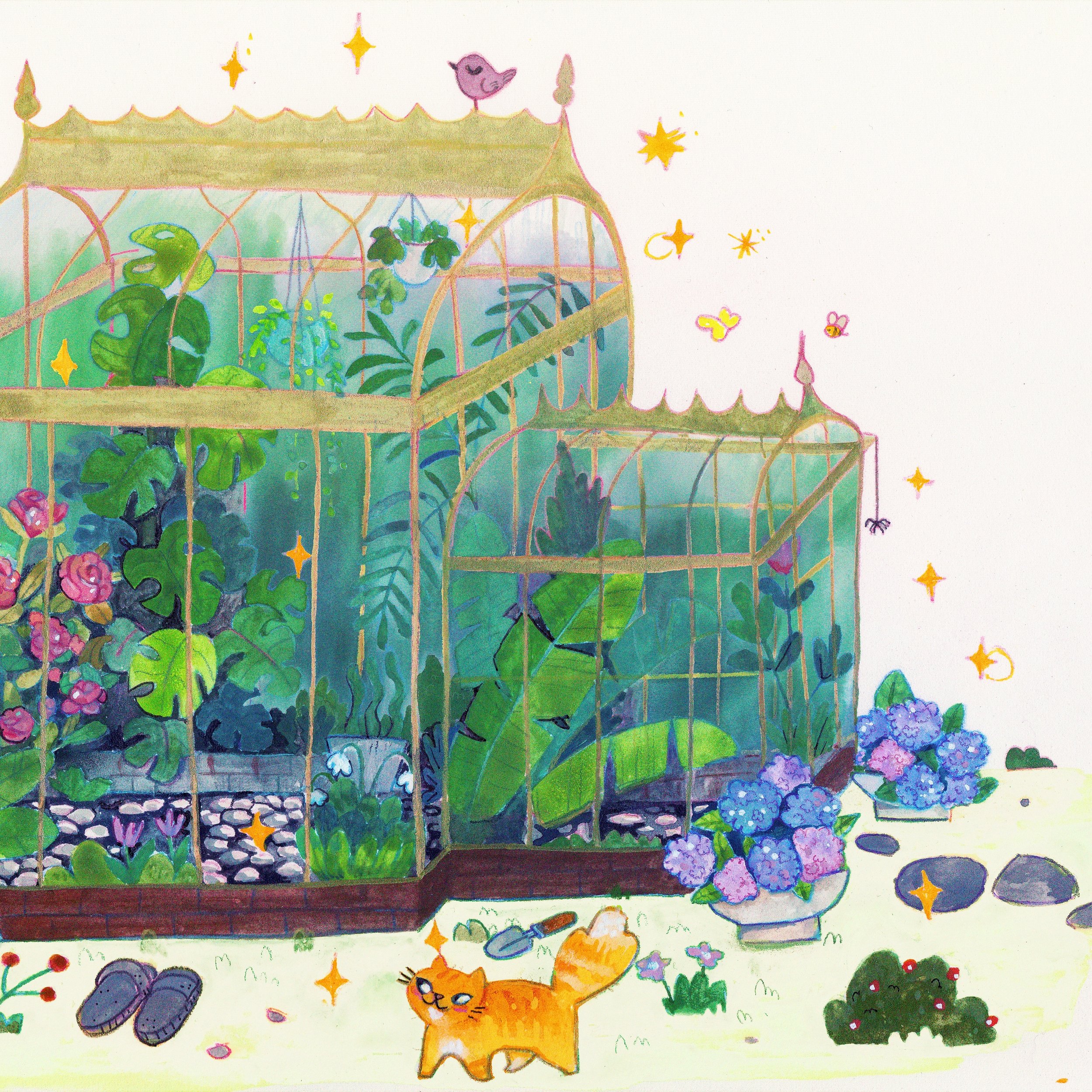 Magical greenhouse ✨🌱 Making ready new prints is always fun ! 🤩

#illustration #drawing #childrenillustration #greenhouse #plants