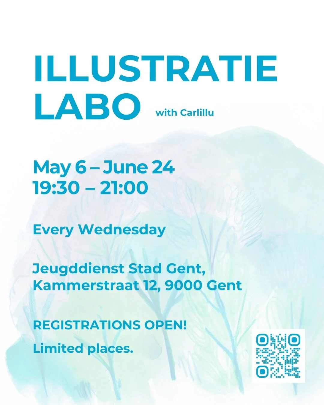 I&rsquo;m super excited (and a little nervous 😅) because I am hosting a workshop!
Illustratie Labo is an 8-session workshop to experiment, explore illustration techniques, and find inspiration &mdash; at your own pace. 
Beginners welcome 💖
Where?: 