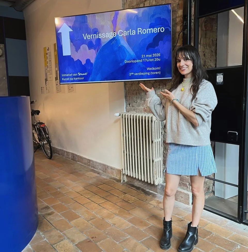 Another of the highlights of this week was getting to exhibit my illustrations at @smart.coop in Ghent. I felt so welcomed by their team&mdash;the kindness and good vibes in their office are truly unmatched! Thank you so much for this amazing opportu