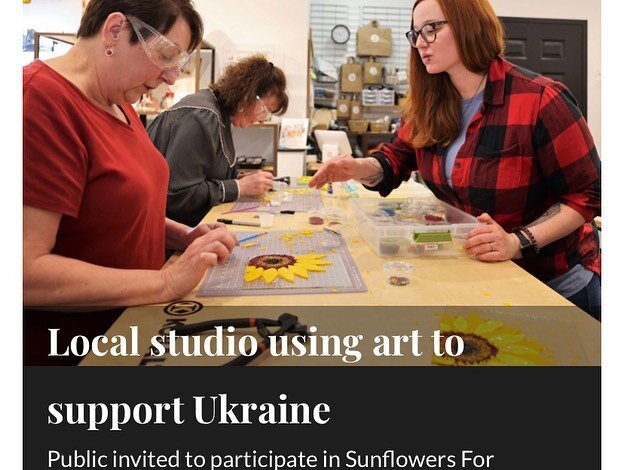Thanks @butlereaglenews and Cranberry Eagle for a great write up today! Check us out front page in support for our Sunflowers for Ukraine fused glass suncatchers workshops. Book yours today! Also thrilled to have sunflower Mosaic to Go kits in partne