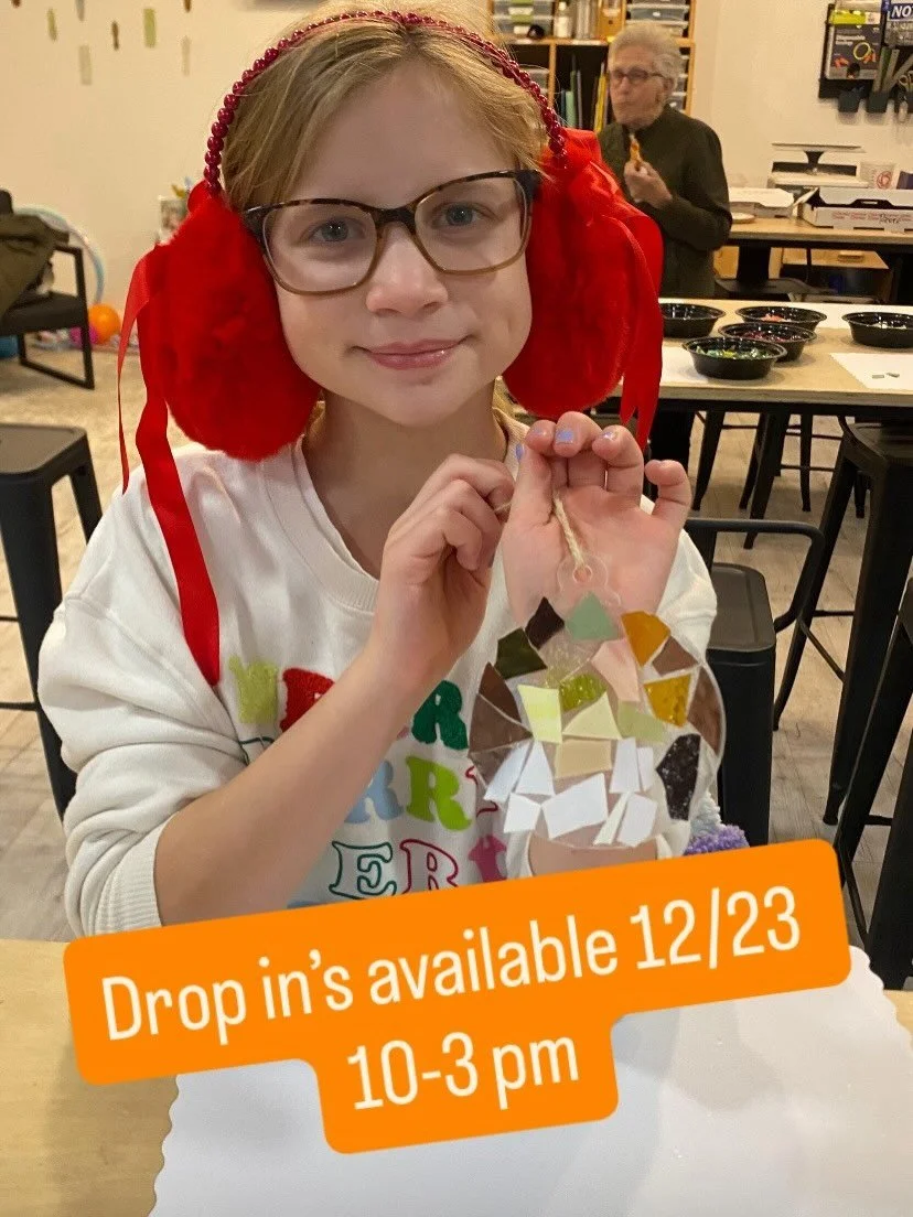 Did we mention that drop ins are available 12/23?! Come in and make! And stop in and shop for that last minute gift.  Zelieglass.com