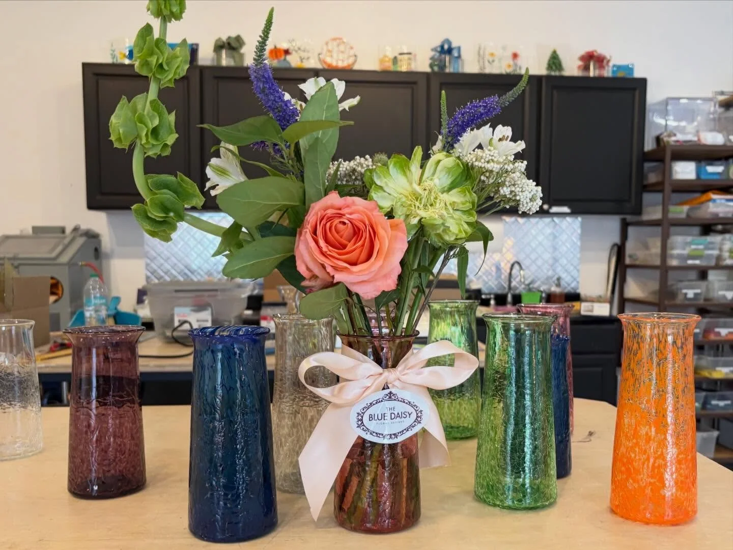 Limited time sale! Pair your bouquet from @thebluedaisyfloral with handmade glass from @zlayhew. Now available in the shop! Bring over your bouquet and save 10% on your vase.