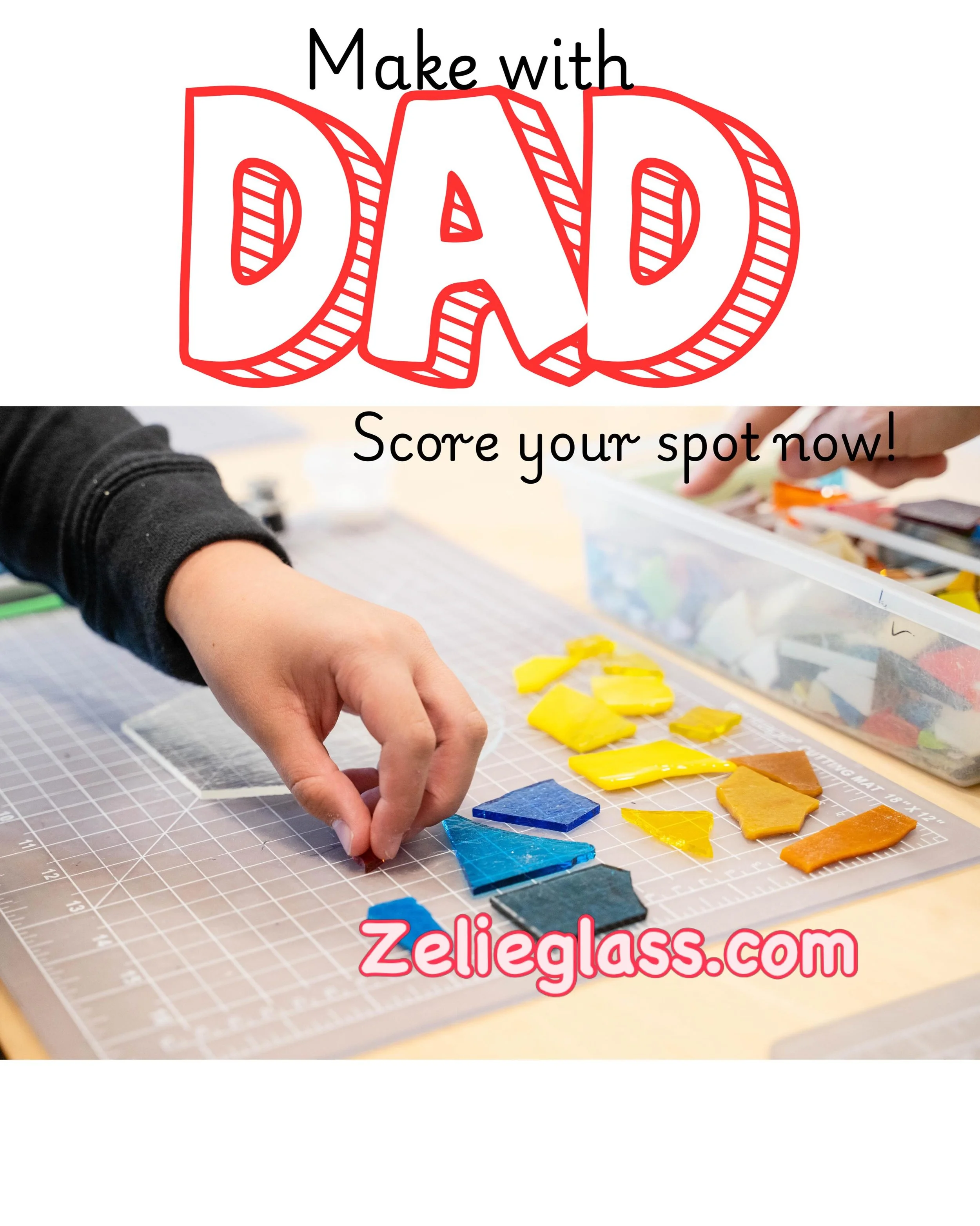 Drop ins are filling up. Score your spot to make with Dad zelieglass.com. Available Thursday night during open air! And all weekend long.