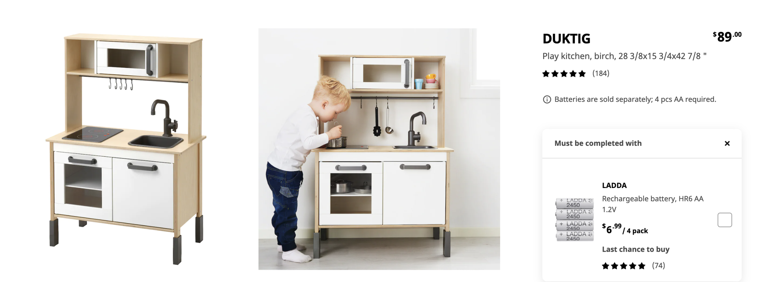 DUKTIG Play kitchen, birch, 28 3/8x15 3/4x42 7/8 - IKEA