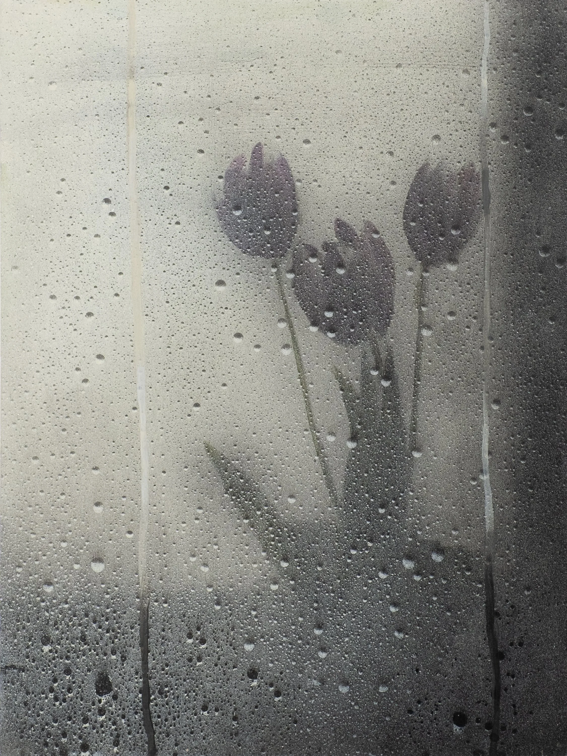 Windows & Tulips 
Acrylic and spray paint on panel 
16" x 12" 
2026 
$1700