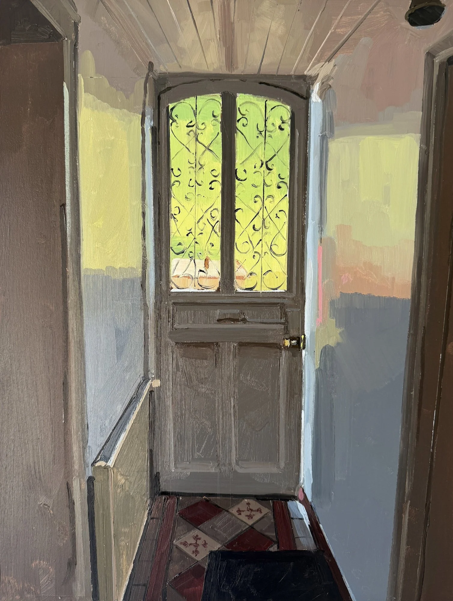the yellow studios hall 
oil on panel 
16" x 12" 
2026 
$1400