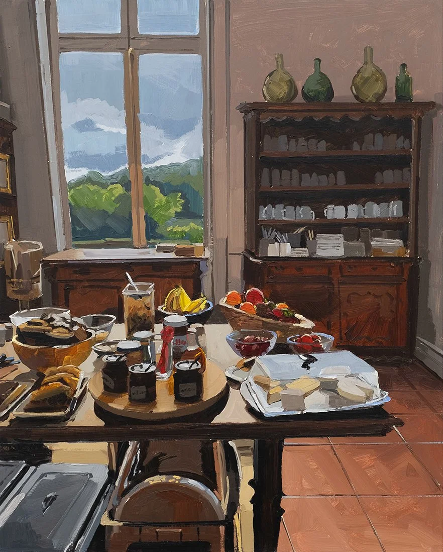 the kitchen after rain 
oil on panel 
20" x 16" 
2026