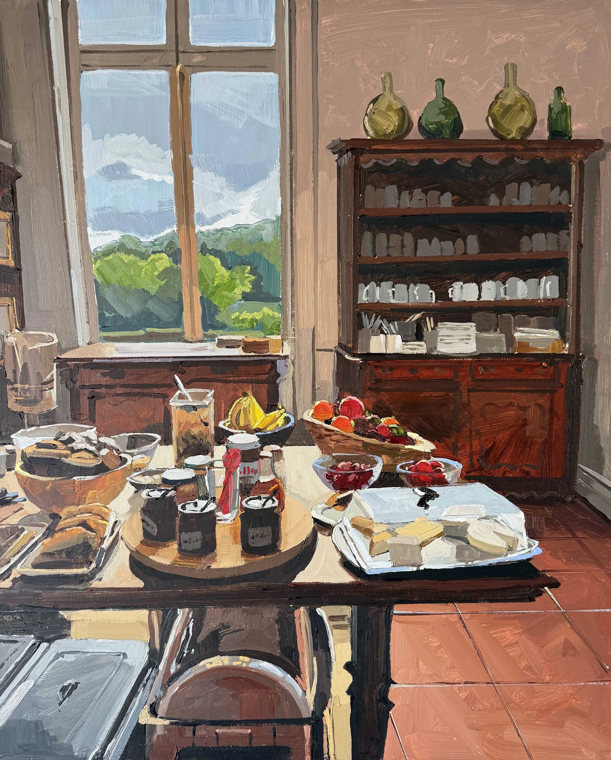 the kitchen after rain 
oil on panel 
20" x 16" 
2026 
$2200