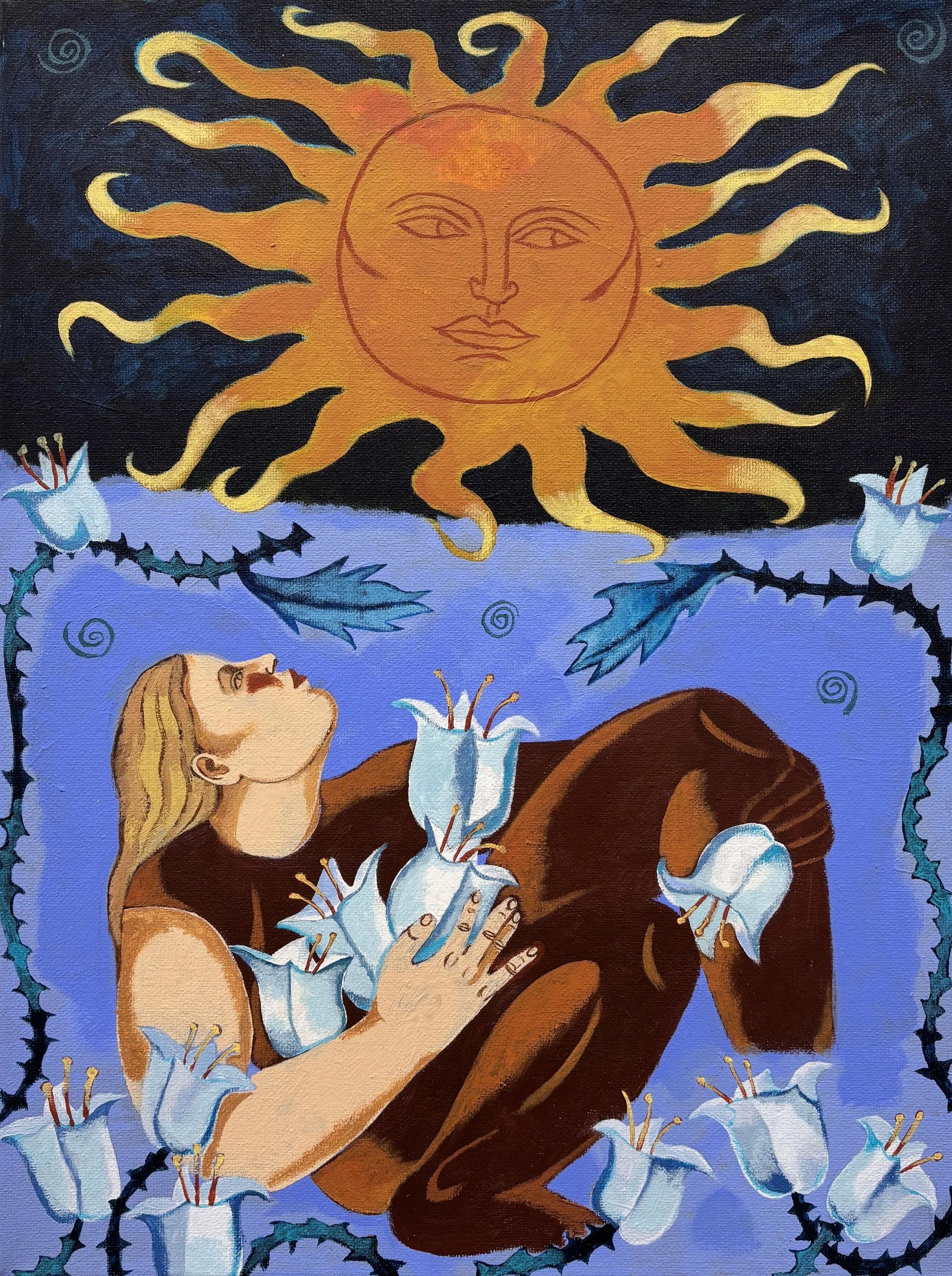 winter flower collector  
acrylic on canvas  
16" x 12"   
2025   
$1400