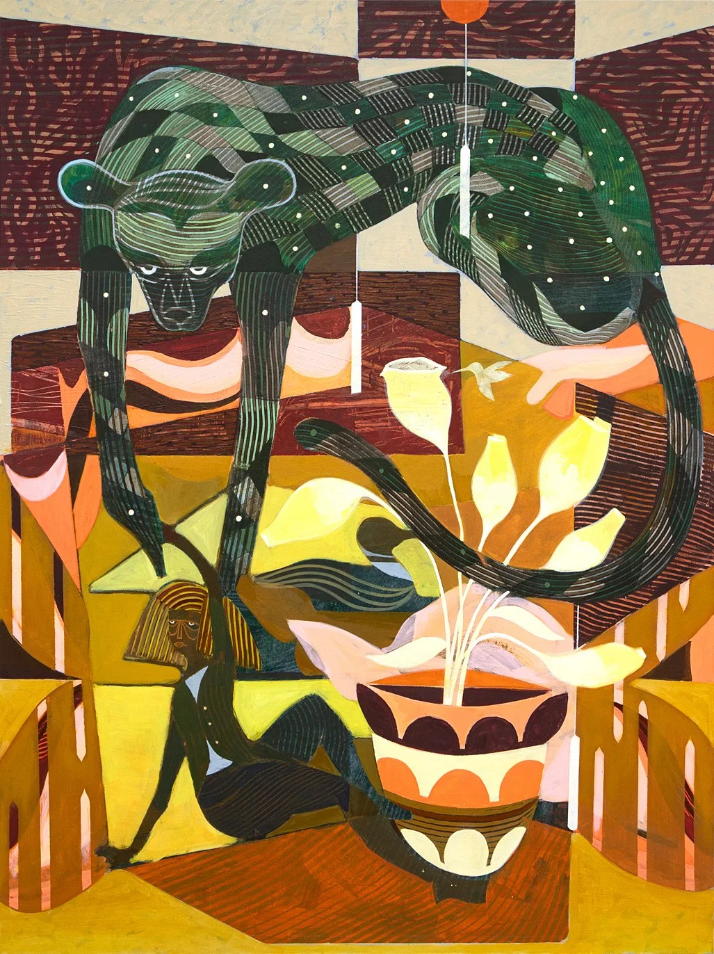 vick naresh  
quo vadis 
Gouache and acrylic on cotton  
30" x 24"  
2025   
$2700