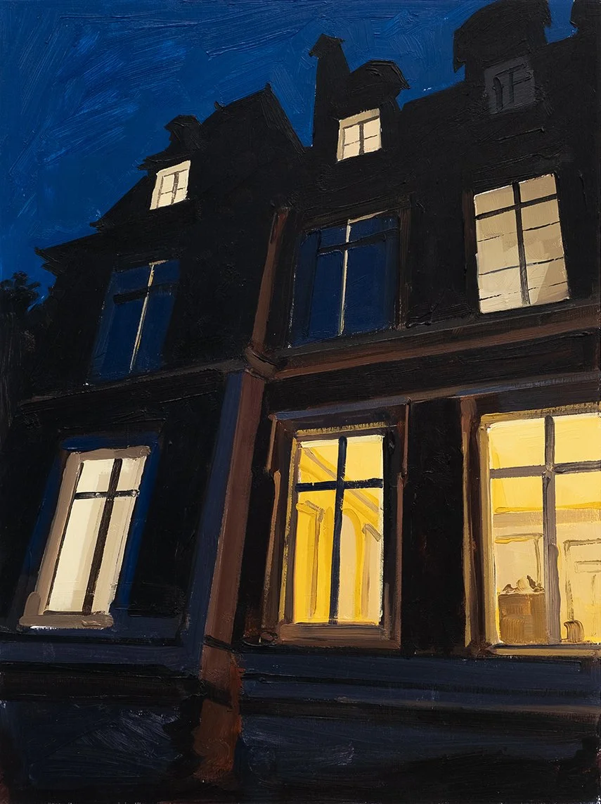 chateau after hours 
oil on panel 
16" x 12" 
2026