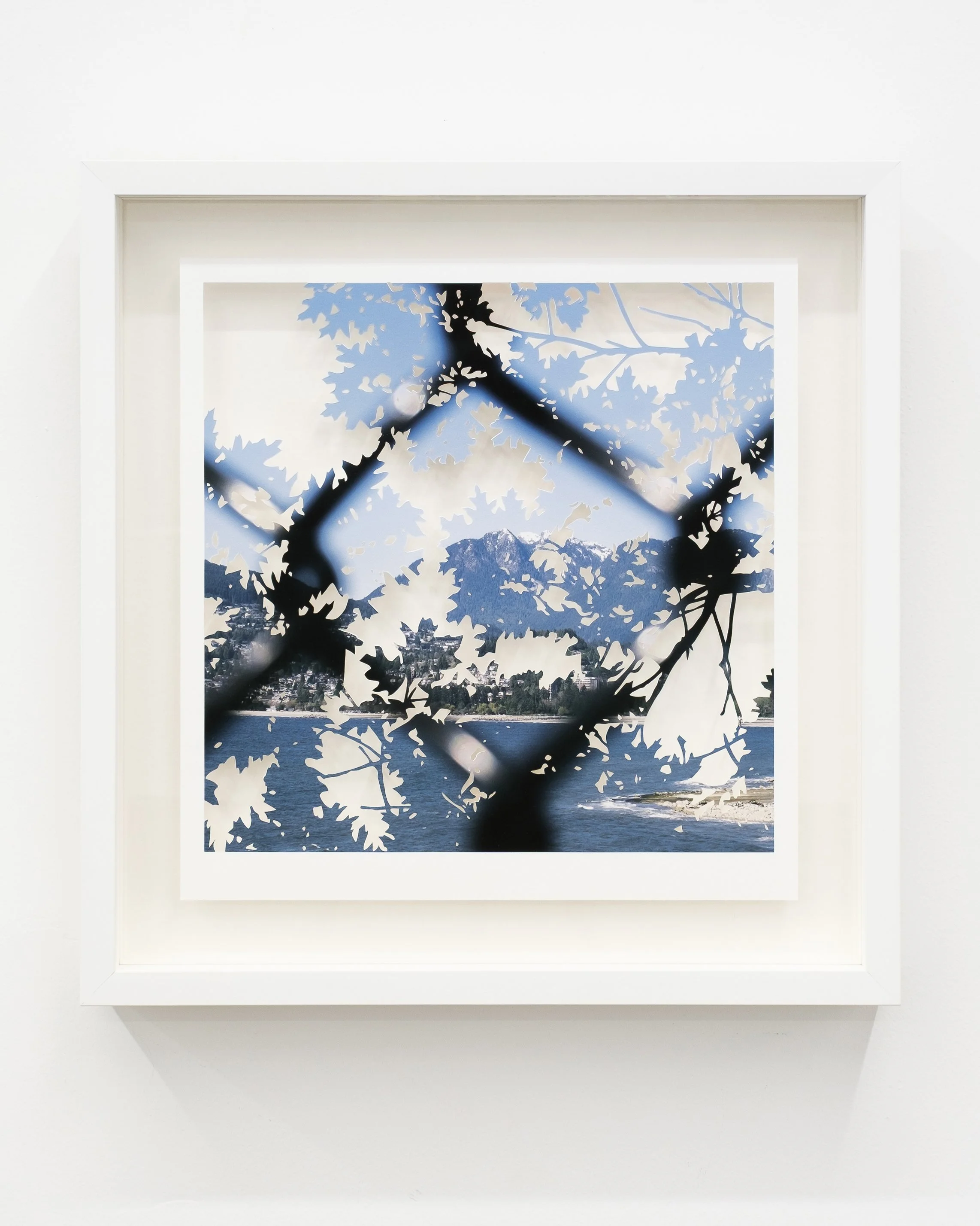 towards west vancouver 
hand cut photo on hahnemuhle photo rag, framed 
17 1/2" x 17" framed 
2026 
$2100
