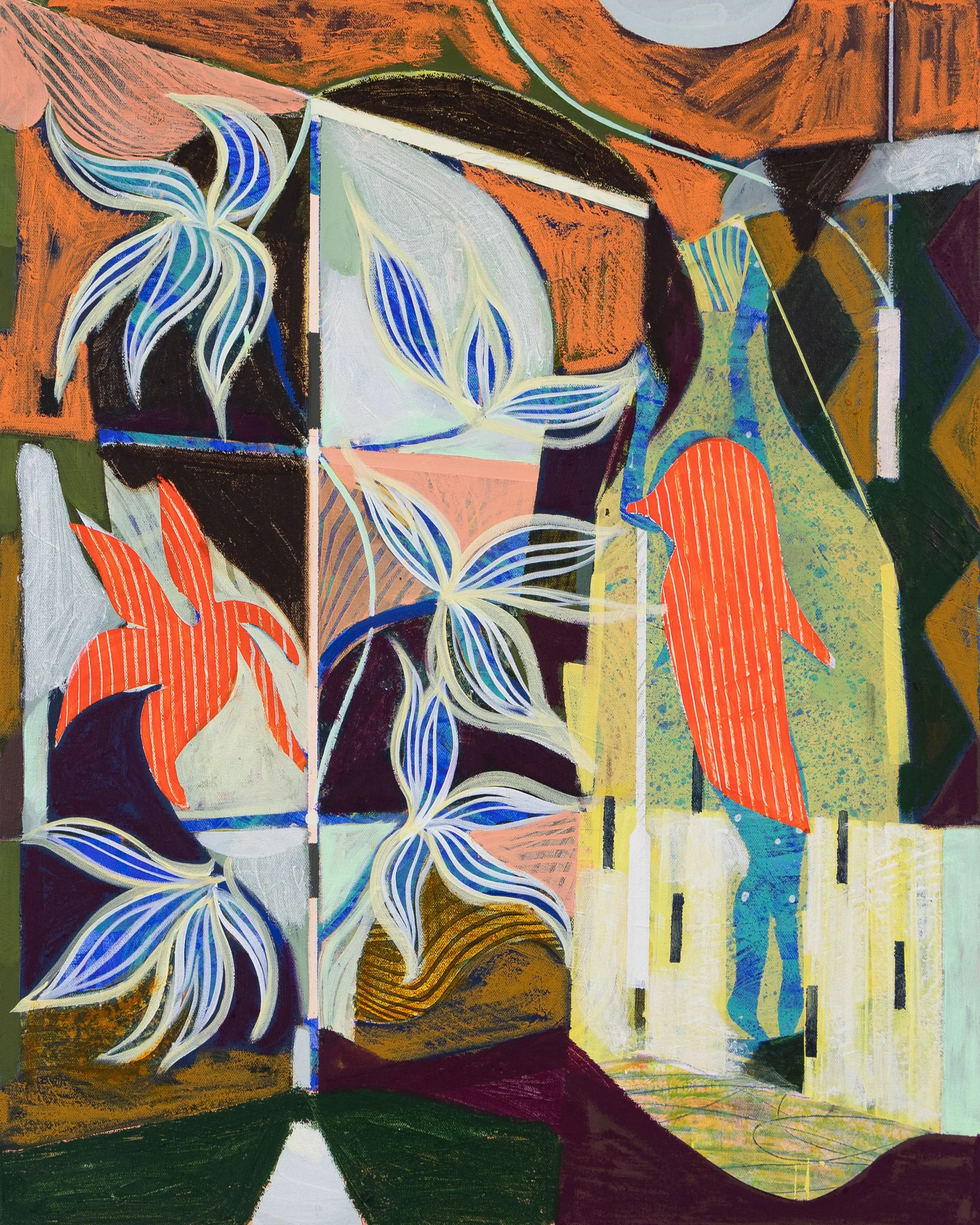 what to sing - what to bring oil, oil stick and gouache on cotton 30" x 24" 2025 $2700