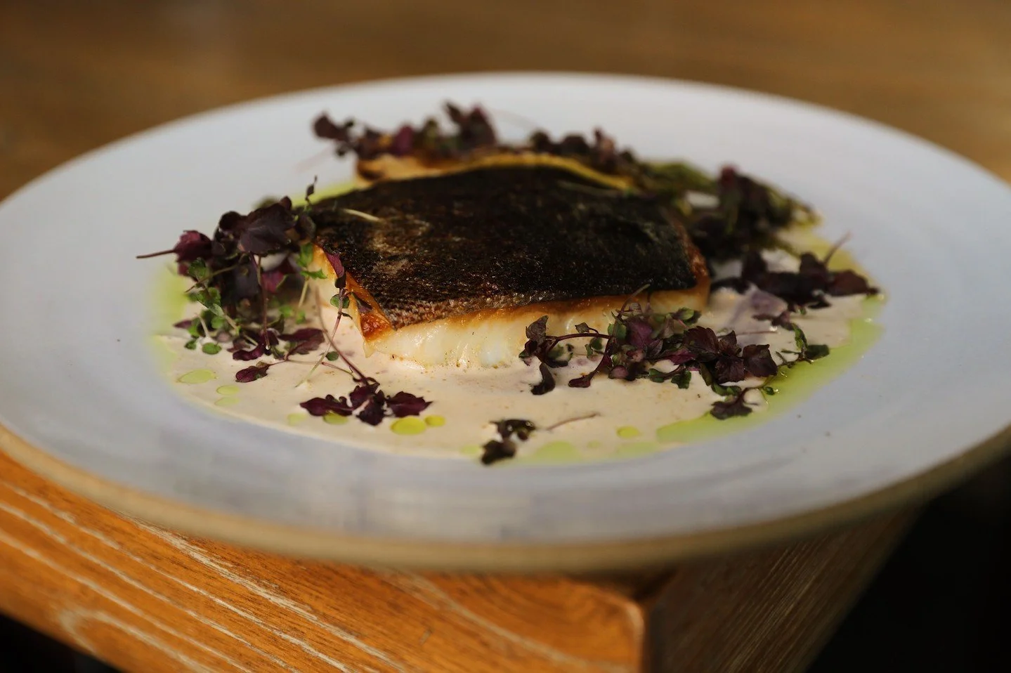 A beautiful black cod from our purveyor, @eastanchorseafood, cooked to a velvety soft texture, served over Earl Grey butter and ube pur&eacute;e, finished with baby bok choy. One of our favorites from this season.

#blackcod #seattlerestaurant #autum
