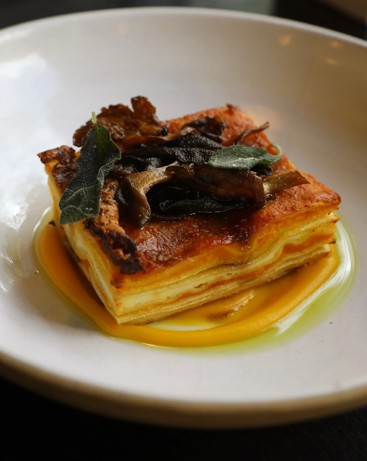 A stunner in every way. Our butternut squash lasagna, filled with smoked provolone and ricotta, then topped with wild mushrooms and sage, has quickly become a guest favorite.

See you in this weekend folks. 🧡
