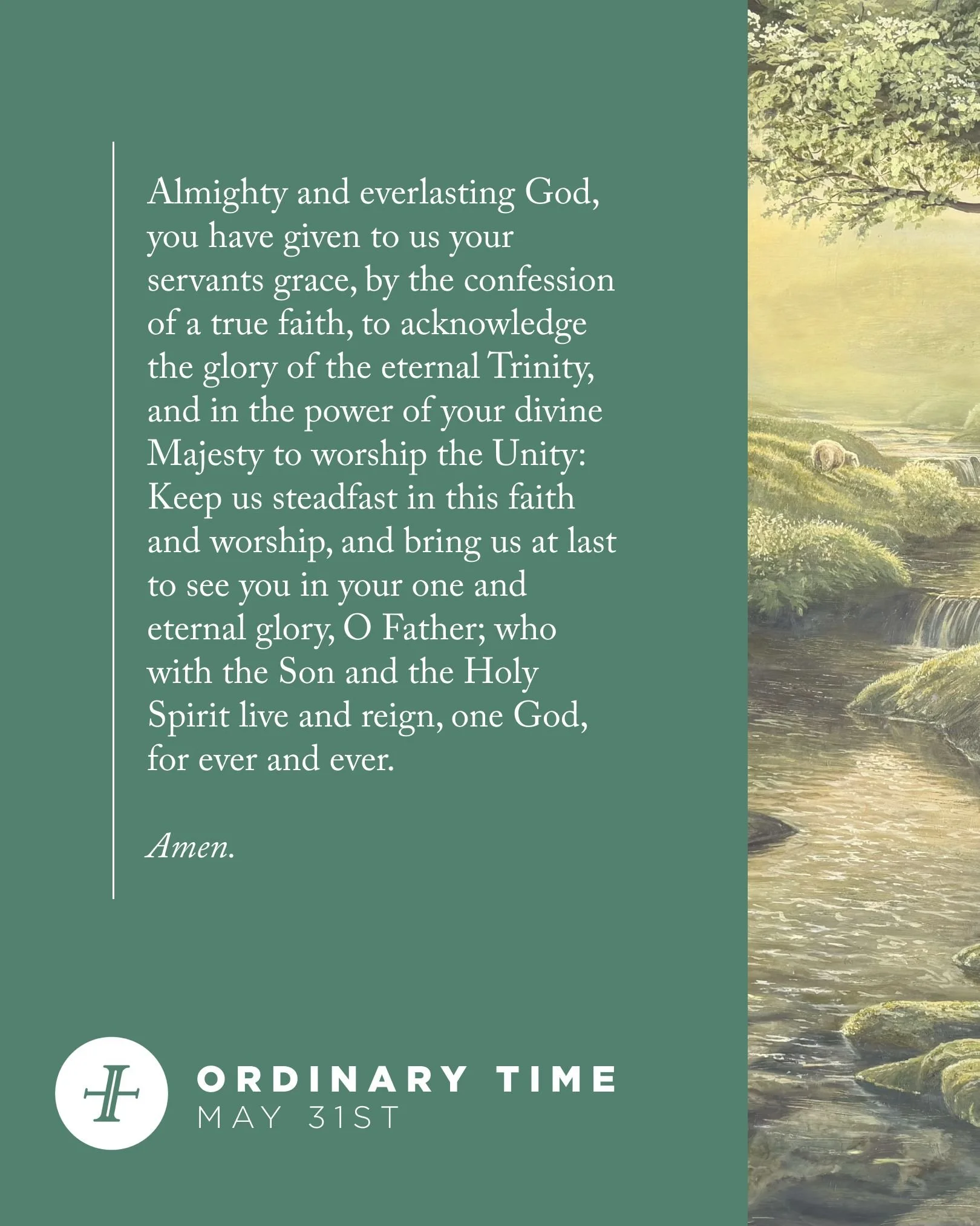 Good morning! Today is Trinity Sunday&mdash;the first Sunday of our new liturgical season: Ordinary Time, a season of growth. 

We're looking forward to worshiping together today!

Services at 9 and 11am.
Immanuel Youth events paused for the summer.
