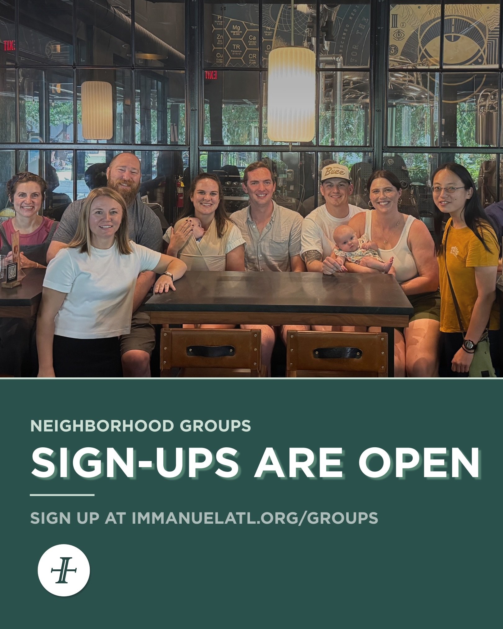 As we step into fall, we begin our new season of Groups at Immanuel.&nbsp;Right now, you can sign up for a Neighborhood Group! 

Neighborhood Groups allow us to Connect in Proximity and grow alongside people living near us.

If you are interested in 