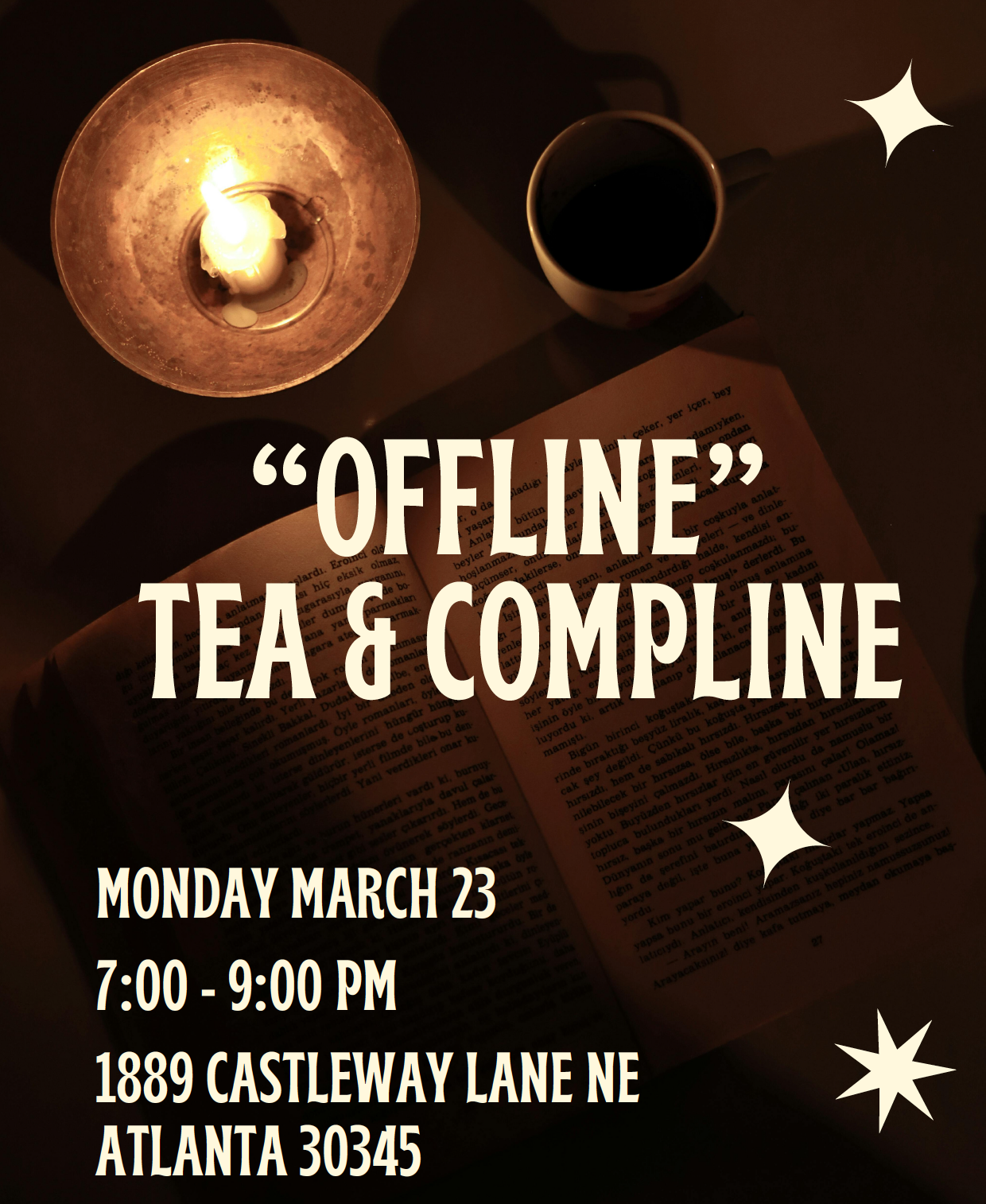 Women's Offline Tea & Compline | March 23rd | 7pm