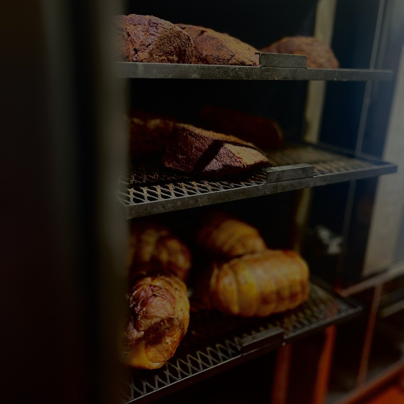 The smoker is fired up.
Lunchtime is coming.