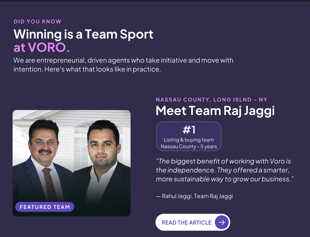 VORO - Agent Communications - Winning is a Team Sport