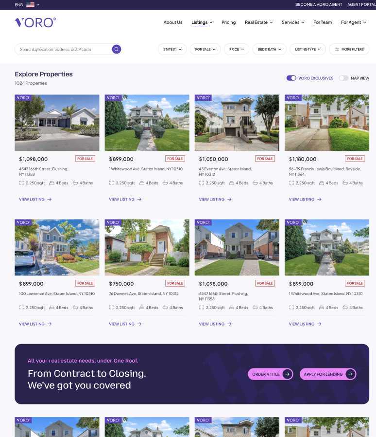 VORO property listings